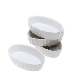 BonJour 4-oz Creme Brulee Ramekins Set of 4 Oval Shaped White